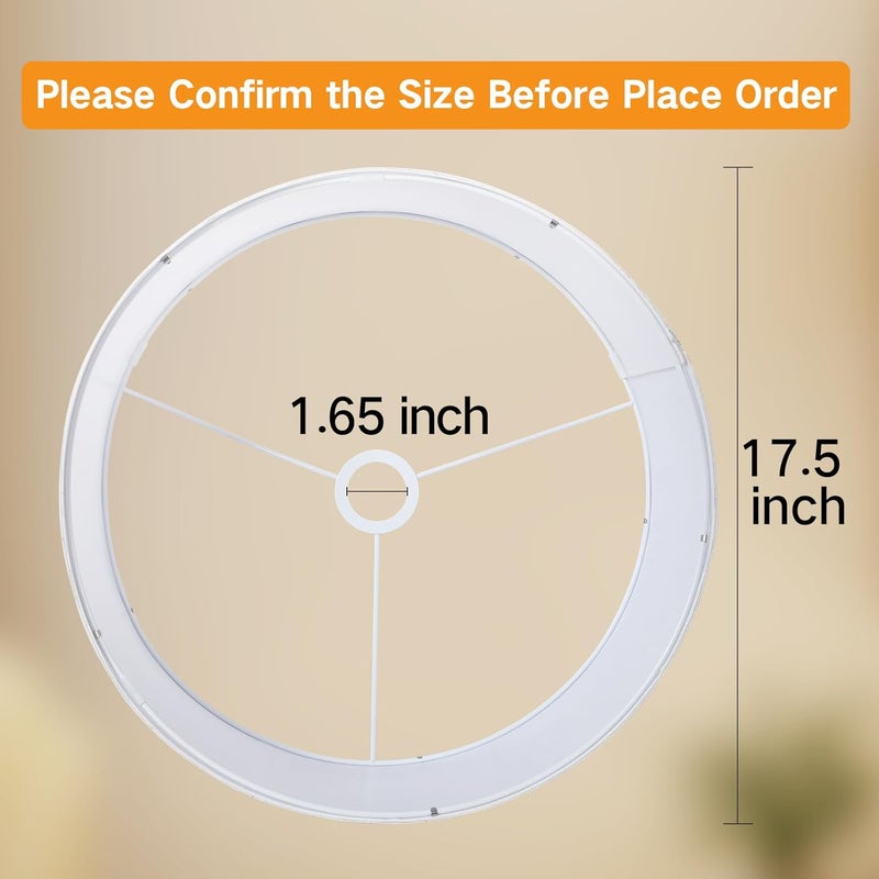 OUTON White Large Drum Lamp Shades for Floor Lamps, 17.5" Top x 17.5" Bottom x 10" High, Easy to Assemble, Replacement Linen Lampshades for Table Lamps & Bedside Lamps (1.65" Spider) - Image 2